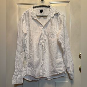 J. Crew White Textured Button Down Shirt